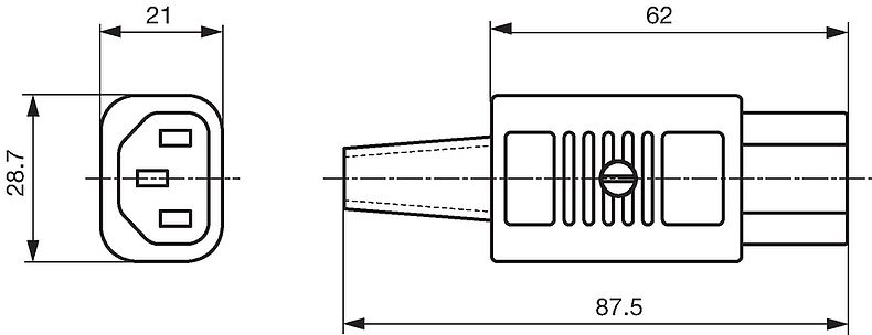 Schurter 4782 C13 IEC Connector drawing